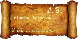 Leimeter Berény névjegykártya